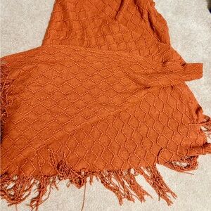 Rust Orange Textured Throw Blanket